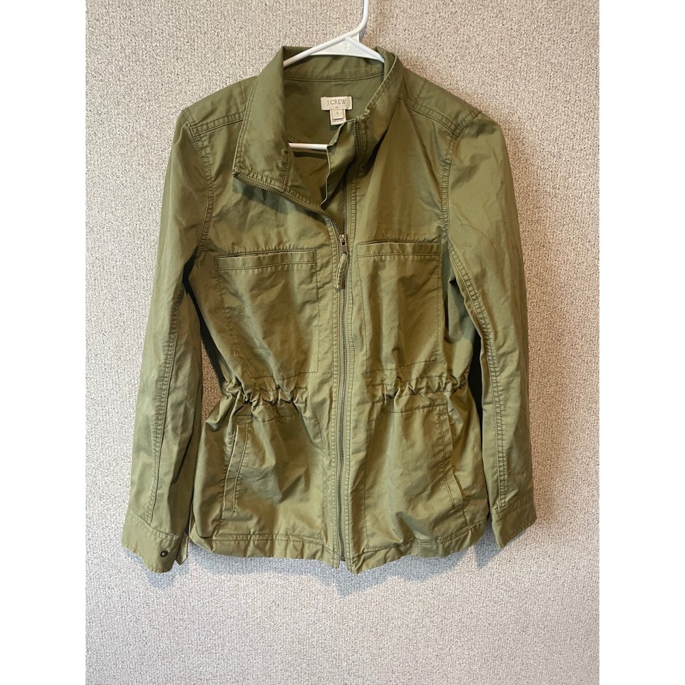 J.Crew Olive Green Utility Jacket Drawstring Waist Military Style Small